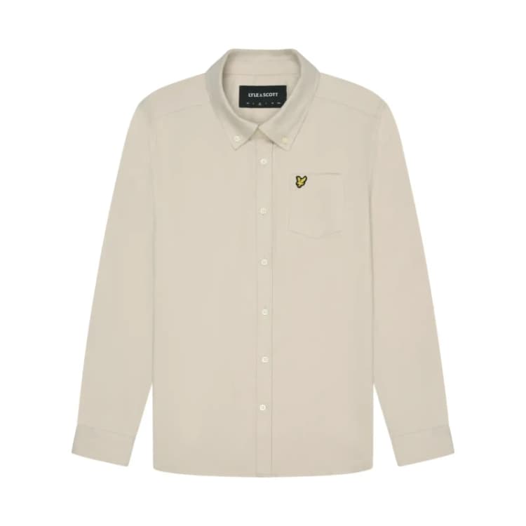 Image of Lyle & Scott Cove Plain Flannel Shirt Stone Male XL 224880UK