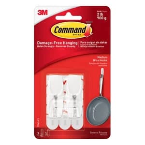 Image of 3M Command White Plastic Medium Single Toggle hooks (H)55.02mm (W)22mm (Max. Weight)0.9kg Pack of 2