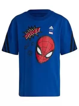 Image of Boys, adidas Kids Disney Spiderman Tee, Blue, Size 7-8 Years