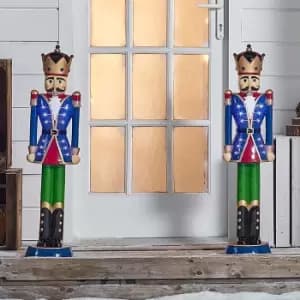 Image of The Winter Workshop 3ft Blue Christmas Norbert The Nutcracker With Crown