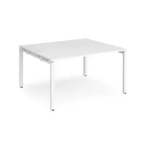 Image of Bench Desk 2 Person Rectangular Desks 1400mm White Tops With White Frames 1200mm Depth Adapt