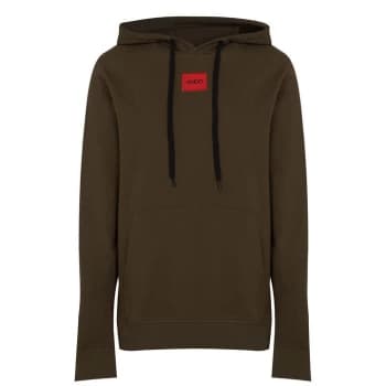 Image of Hugo Boss Daratschi 212 Red Patch Logo Pullover Hoodie Khaki Size M Men