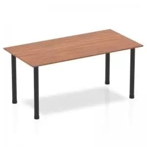 Image of Impulse 1600mm Straight Table Walnut Top Black Post Leg BF00379