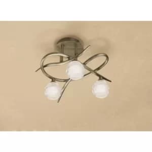 Image of Ceiling lamp Loop 3 Bulbs G9 ECO, antique brass width 28 Cm