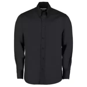 Image of Kustom Kit Mens Tailored Fit Long Sleeved Business Shirt (15inch) (Black)