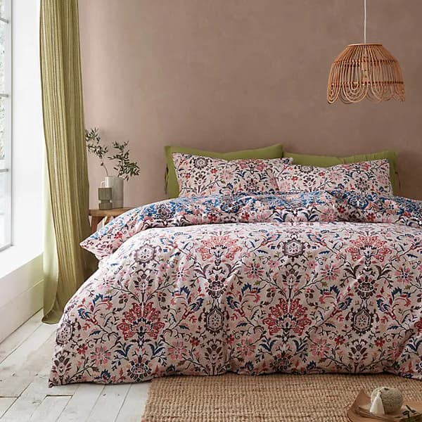 Image of Pineapple Elephant Keera Floral Reversible Duvet Cover Set Duvet Cover Sets Single Blue 70623918010