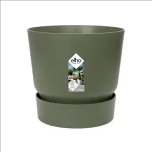 Image of Elho Greenville 40cm Round Plastic Ourdoor Plant Pot - Leaf Green