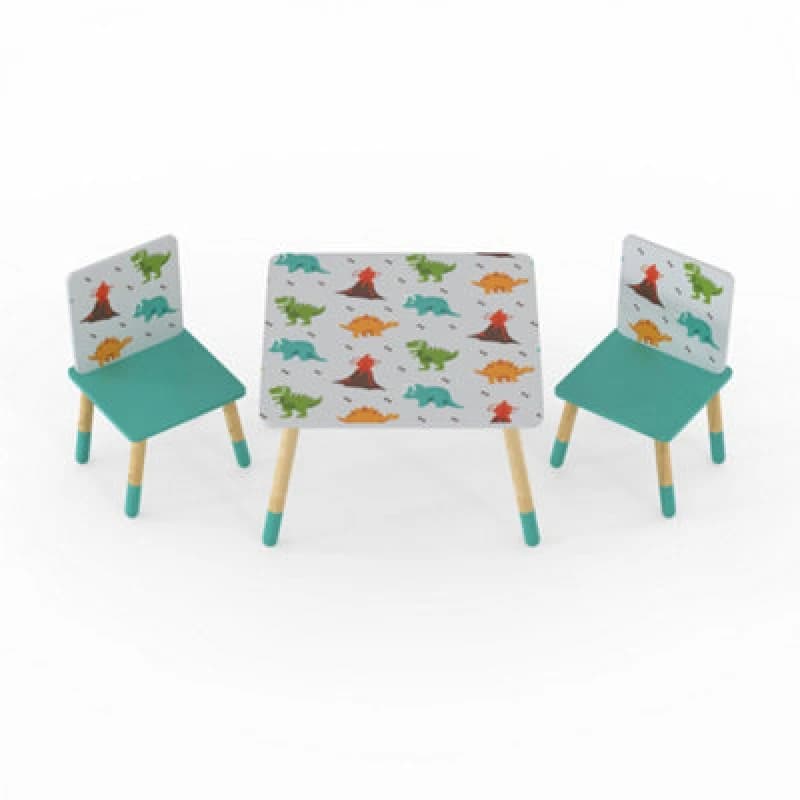 Image of Kidsaw Dino Pattern Table And Chairs, Multi DINOTC2