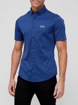 Image of Hugo Boss Athleisure Biadia R Short Sleeve Oxford Shirt Navy Size 2XL Men