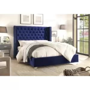 Image of Adriana Bed Double Plush Velvet Blue