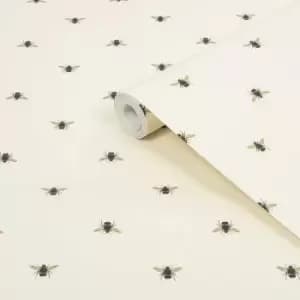 Image of Joules Cream Bee Smooth Wallpaper