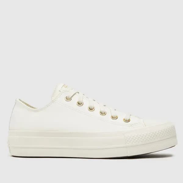 Image of Converse lift ox trainers in white & gold White/Gold UK 5 (EU 37½)