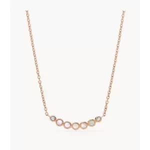Image of Fossil Womens Val Mother-Of-Pearl Rose Gold-Tone Necklace - Rose Gold