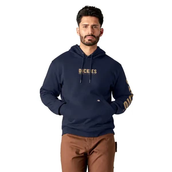 Image of Dickies Mens Dickies Graphic Pullover Fleece Hoodie M - Chest 38-40' Ink Navy DIC052-NAVY-M