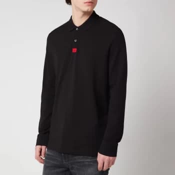 Image of HUGO Mens Deresolo Long Sleeve Polo Shirt - Black - S