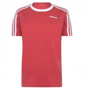 Image of adidas Womens Essentials 3-Stripes T Shirt - Glory Red/White