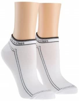 Image of Calvin Klein Waistband logo 2 pair pack trainer socks White