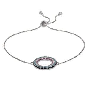 Image of Revere Silver Colour Blue Cubic Zirconia Cut Out Bracelet