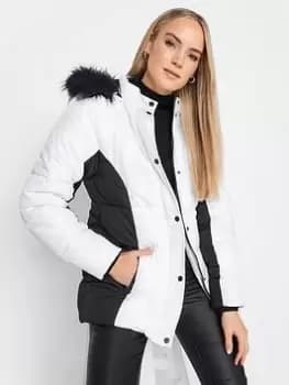 Image of Long Tall Sally Mono Colourblock Padded Coat, Black, Size 22-24, Women