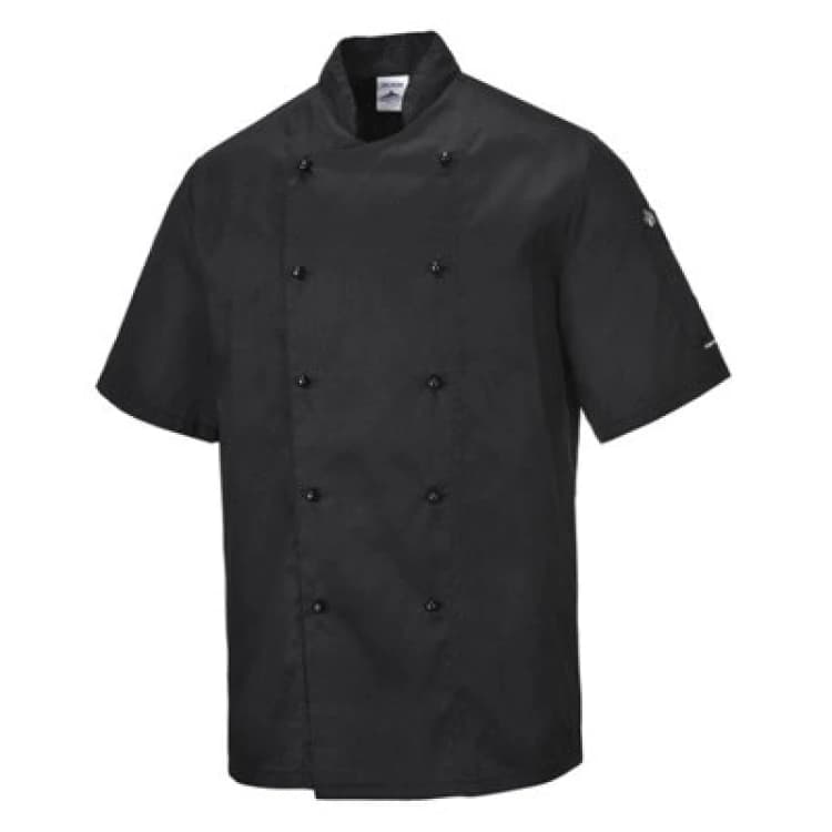 Image of Portwest Kent Mens Chefs Short Sleeve Jacket C734BKR4XL Colour: Black