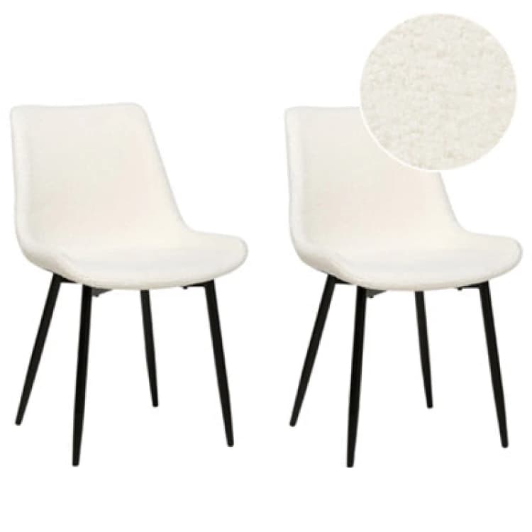 Image of Beliani Set Of 2 Dining Chairs Avilla Boucle White