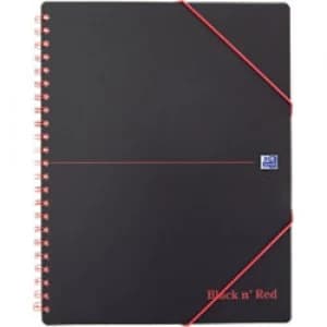 Image of OXFORD Black n' Red A4+ Wirebound Poly Cover Meeting Book Ruled 160 Pages