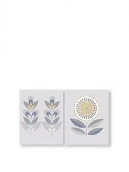 Image of Graham & Brown Set Of 2 Retro Flora Printed Canvas