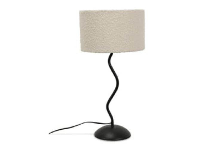 Image of Wiggle Black Metal Table Lamp with Boucle Shade