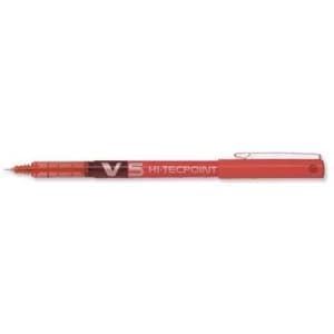 Image of Pilot V5 Rollerball Pen Needle Tip 0.5mm Line 0.3mm Red Pack of 12