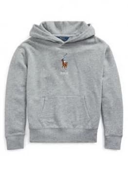 Image of Ralph Lauren Girls Big Pony Pocket Front Hoodie - Grey, Size Age: 7 Years, S, Women
