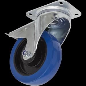 Image of Sealey Swivel Plate Total Lock Castor Blue Elastic 160mm