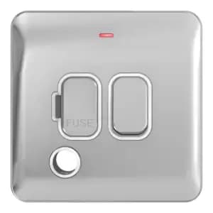 Image of Schneider LSD 13A Double Pole Switched Fused Spur With Flex Outlet White Insert Polished Chrome - GGBL5013WPC