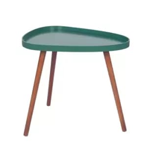 Image of Ettore Dark Pine Lipped Teardrop Matt Finish Side Table Forest Green