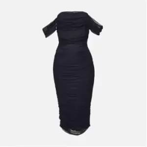 Image of Missguided Plus Size Mesh Bardot Midi Dress - Blue