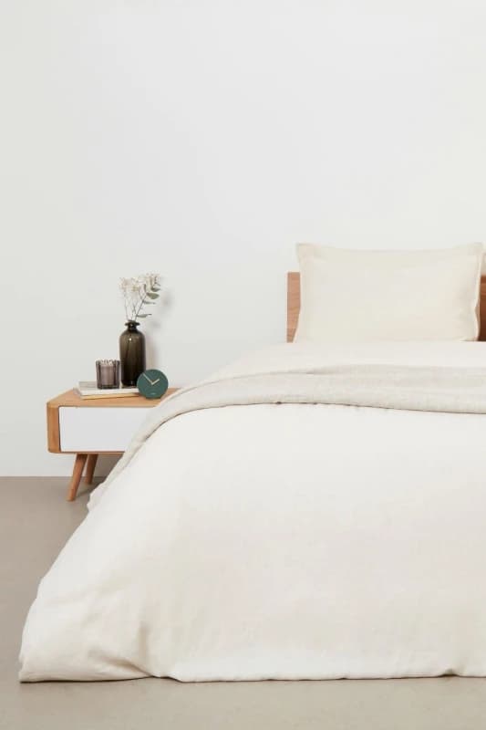 Image of Panda London Panda Bamboo & French Linen Duvet Cover in Beige Size: King Beige Unisex King