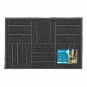 Image of JVL Grey Square Mud Grabber Scraper Doormat 40 x 60cm