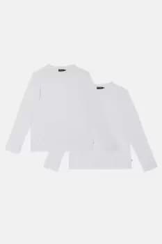 Image of 2 Pack White Long Sleeve Crew Neck T-Shirts
