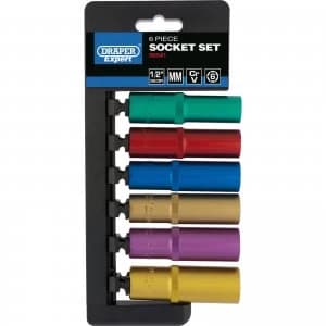 Image of Draper Expert 10 Piece 1/2" Drive Coloured Deep Hex Socket Set Metric 1/2"