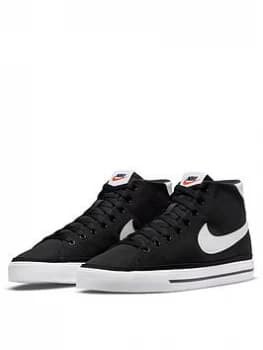 Image of Nike Court Legacy Mid Canvas - Black/White/Orange, Black/White/Orange, Size 11, Men