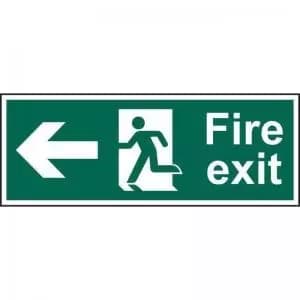 Image of Fire Exit Man Arrow Left sign 600 x 200mm. Manufactured from strong