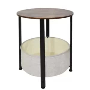 Image of FWStyle Round Table With Canvas Storage Basket