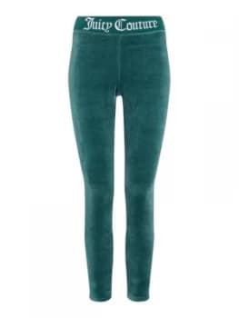 Image of Juicy Black Label Jacquard Rib Stretch Velour Leggings Dark Green