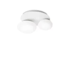 Image of NINFEA 2 Light Round DecoratiGlass Flush Ceiling Light White