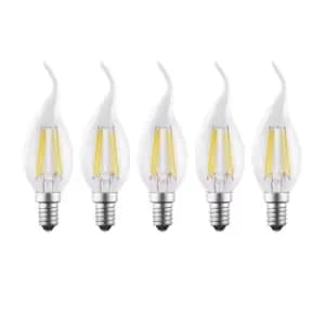 Image of 4.5 Watts E14 LED Bulb Clear Flame Tip Warm White Dimmable, Pack of 5