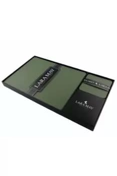 Image of Set of 6 Olive Green Recycled Leather Placemats and 6 Leather Coasters