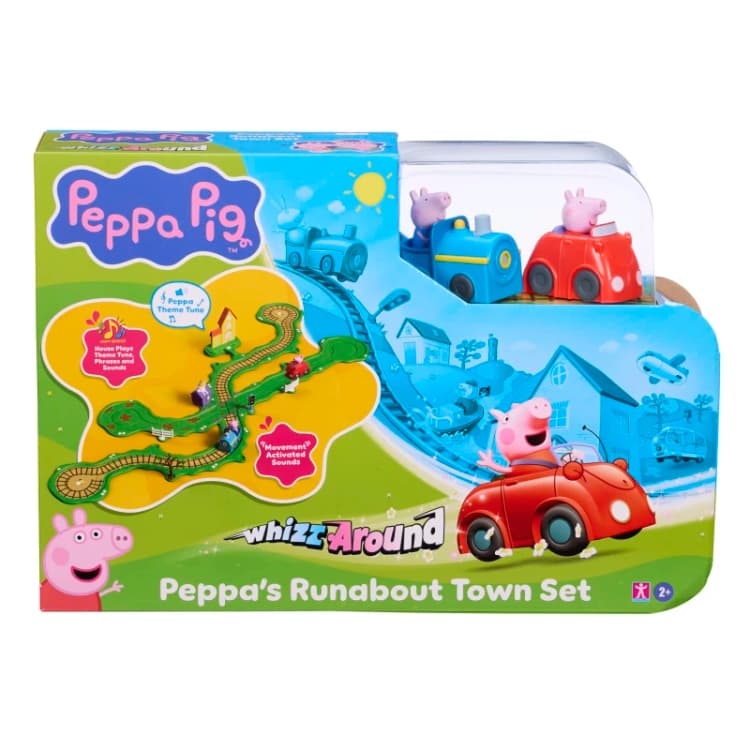Image of Peppa Pig Whizz Around Peppa's Runabout Town Set Motorised Vehicles Track Toys Pre-school Toys