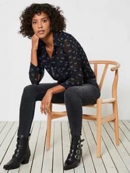 Image of Mint Velvet Joliet Distressed Jeans - Black, Size 18, Women