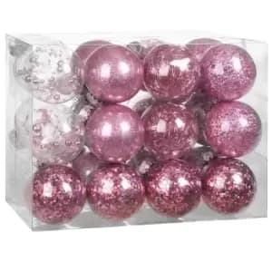 Image of Christmas Tree Baubles 24 Pcs Pink 6cm