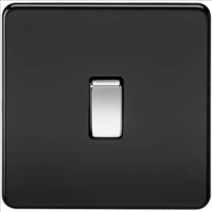 Image of KnightsBridge 10A 1G 2 Way 230V Screwless Matt Black Electric Wall Plate Switch
