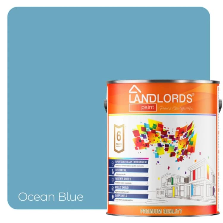 Image of LANDLORDS PAINT Masonry Paint - 20L - Weatherproof Exterior Wall Paint in Ocean Blue Ocean Blue Unisex 20L
